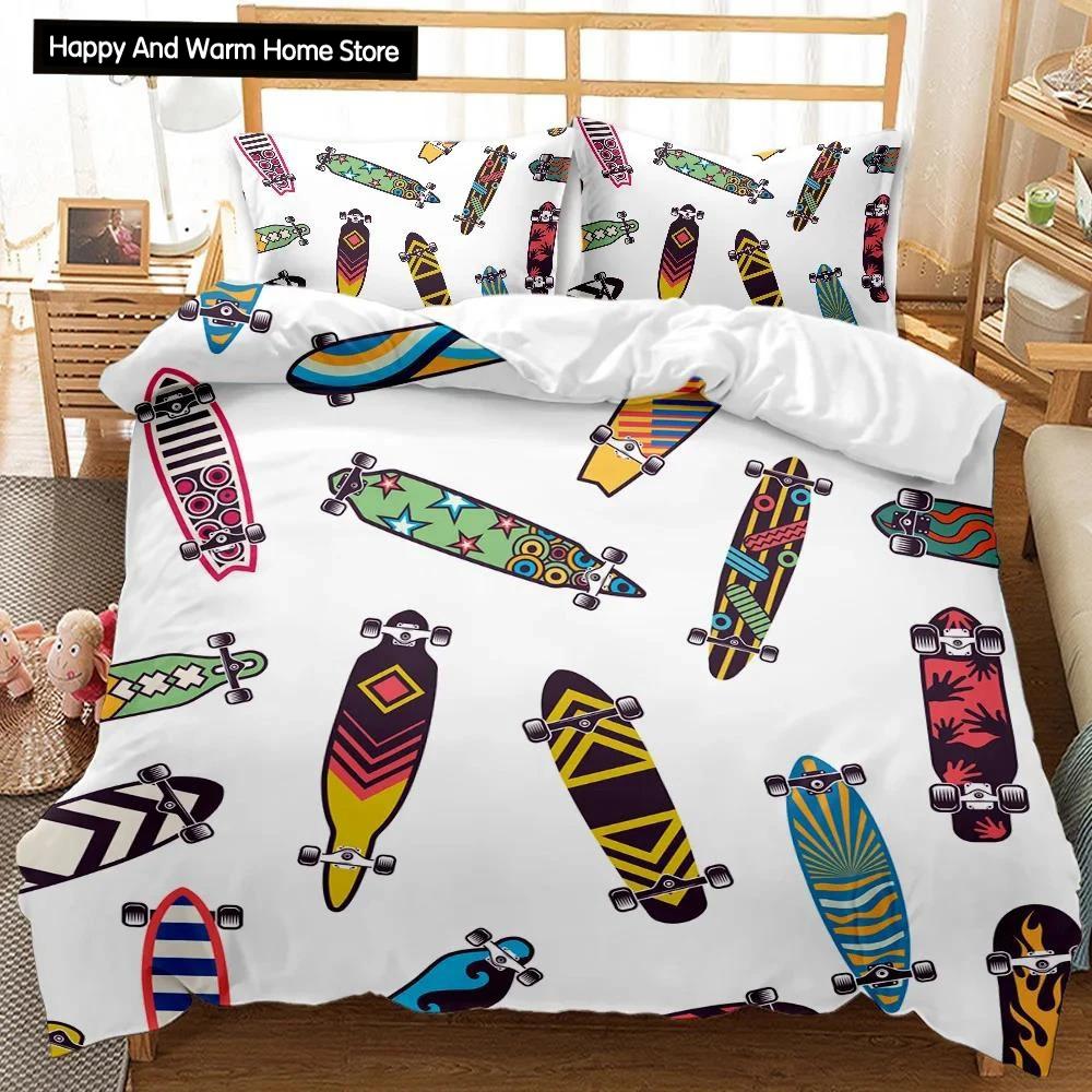 Set Husă Plapumă Skateboard Skateboard Player Set Lenjerie de Pat Hip Hop Adolescenți Stradă Hobby Sport Hippie King Size Husă Plapumă Poliester
