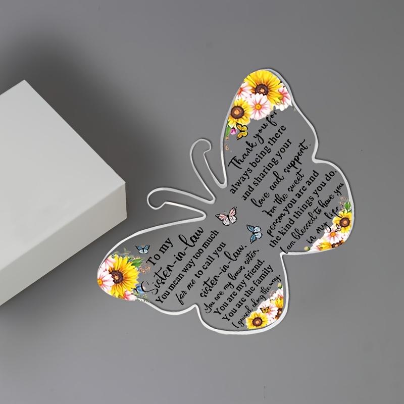 Cherished Sister-in-Law Butterfly Keepsake - Acrylic Decorative Plaque, Perfect Christmas & Birthday Gift From Sister-In-Law, Nurseries, Home Desk Liv
