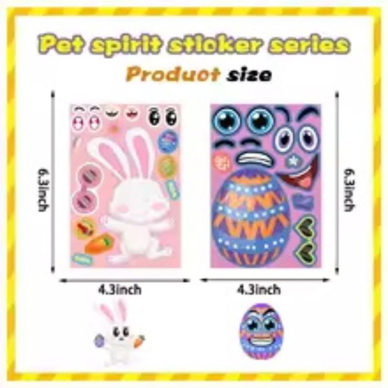 16Sheets Easter Stickersegg Decorating Bunny Stickers Easter Activities Party Favors Games Easter Crafts Gifts Bags