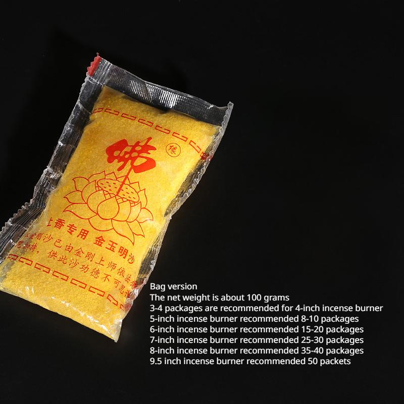 100g/1000g Weihrauchsand Gold Jade Ming Sandsack gefüllt mit Fassschmirgel Buddhistische Halle Gewidmet der Ahnengalerie Asche Schmirgel