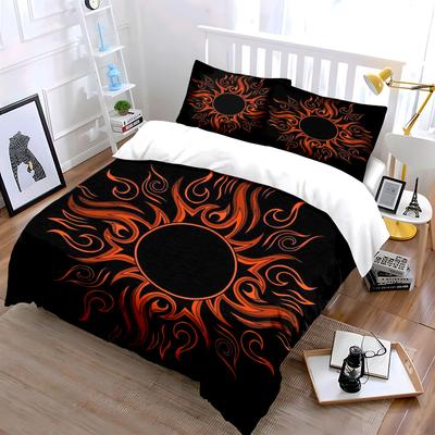 Fiery Sunburst Art Decor Set Bedding Set with 1 Duvet Cover 2 Pillowcases Single Double King Queen, Gift