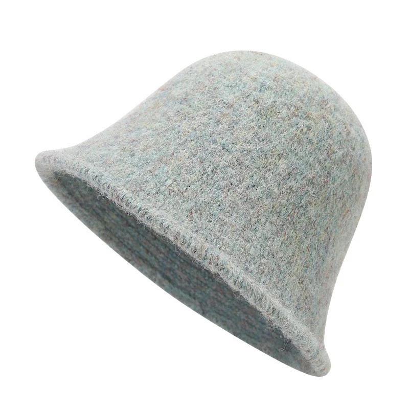 Japanese Real Woolen Vintage Warm Bucket Hat for Women Felt Retro Dome Wool Hats Female Fashion British Style Panama Caps Bonnet