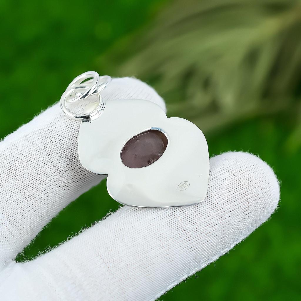 Anniversary Gift For Her Natural Strawberry Quartz Gemstone Pendant 925 Silver