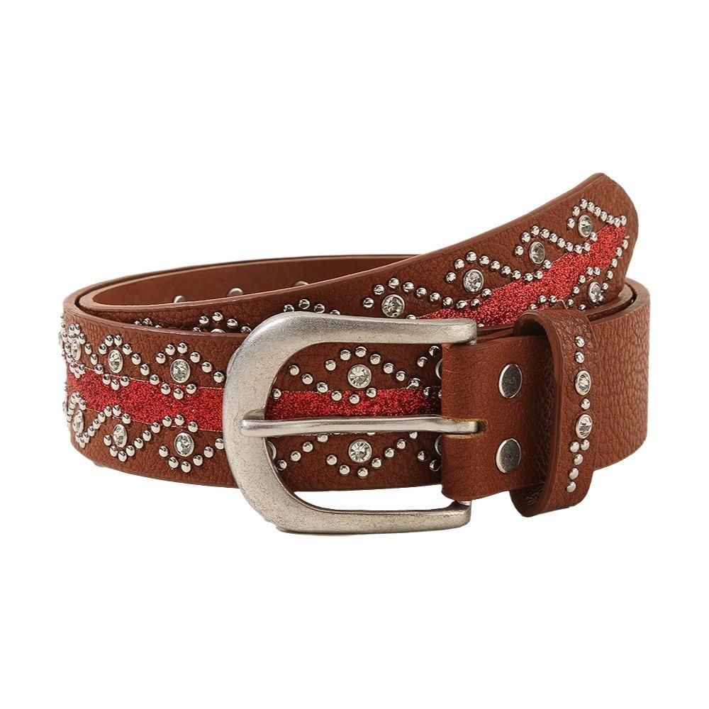 Gothic Vibe Western Studded Belt Contrast Color Rhinestone Waistband Y2K Punk Belt Moto Riders верблюд
