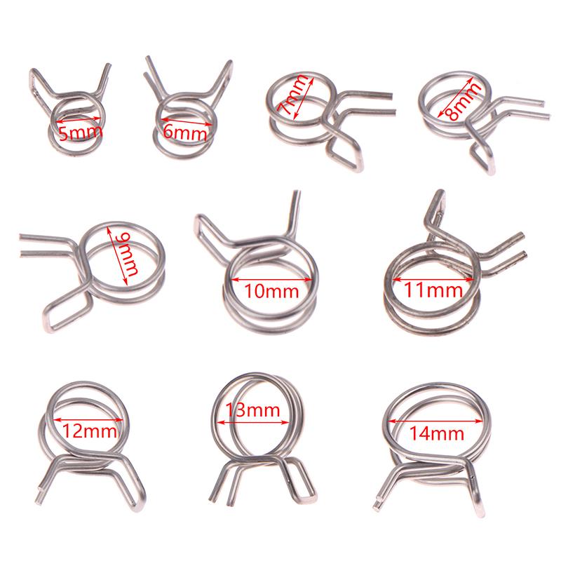 10 Stück 5 mm - 14 mm Schlauchschellen Edelstahl Rohrschlauch Federklemmen Kraftstoffleitung Schlauchschellen Dichtrohrklemmen für Boote Motorräder