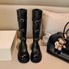 Neuer Stil Dicksohlige Lange Schaftstiefel Damen Herbst Winter Ritterstiefel Knielang Schnalle Schlank und Hoch Schaftstiefel Zapatos Mujer