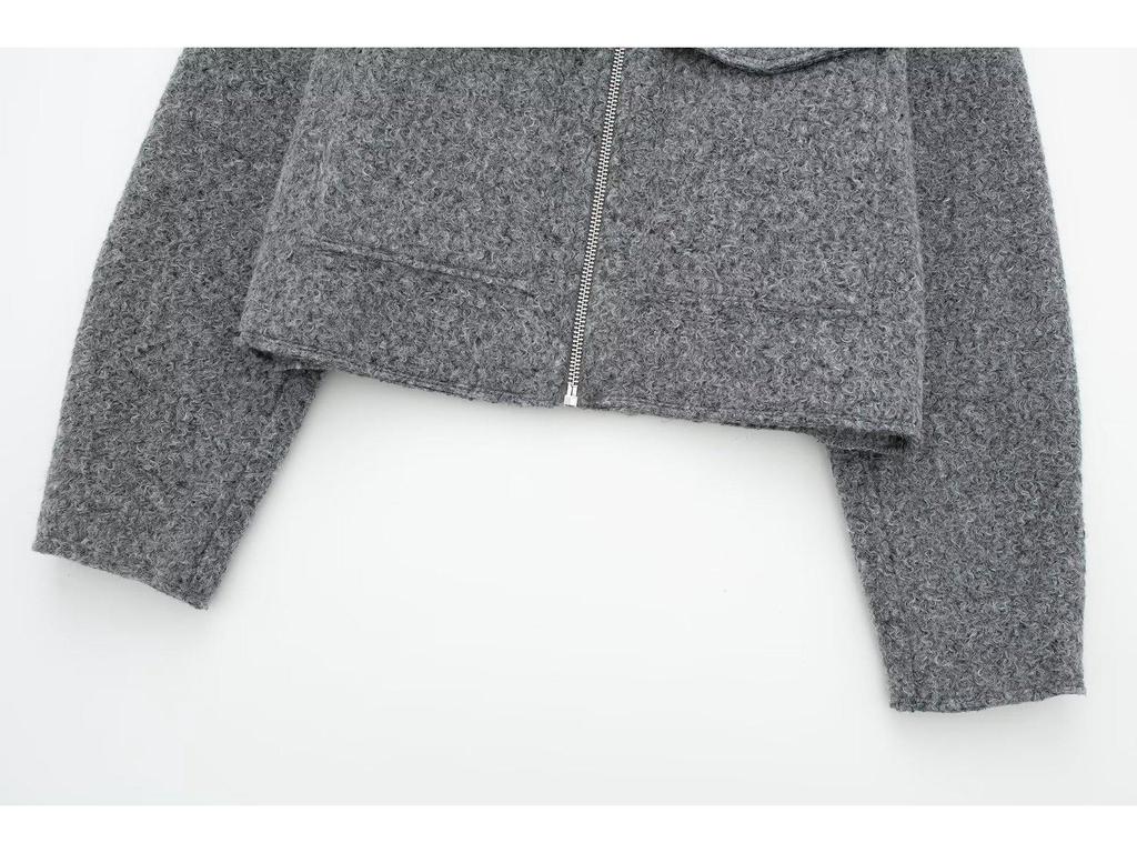 2024 Autumn/Winter Women's Casual Tweed Jacket with Lapel and Pocket