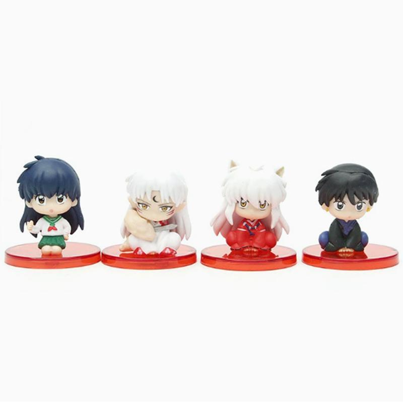 4Pcsset Anime Inuyasha Figure Toy Kikyo Sesshoumaru Higurashi Kagome Cartoon Doll Gift
