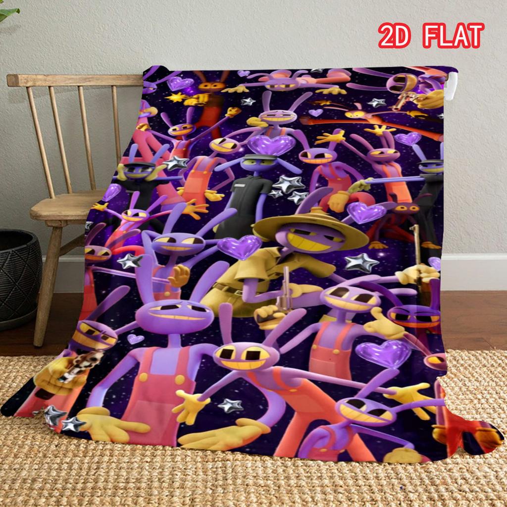 The Amazing Digital Circus Jax Flannel Blanket, Pink Background Grinning Rabbit Character Cozy Throw