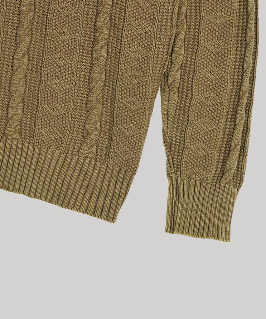 AT THE MOMENT Garment-Dyed Cotton Cable Knit_Khaki