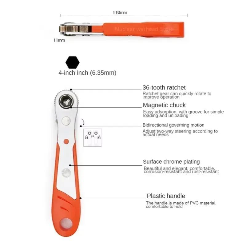 Set Clichet Unghi Drept Kit Cheie Tubulară Metrică cu Acționare Hexagonală 1/4", Oțel CR-V Biți Torx & Drept Mecanici Spațiu Strâmt/DIY