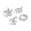 4Pcs/Set Boho Metal Starfish Open Rings For Women Men Exaggerated Gold Color Geometric Adjustable Ring Beach Jewelry Accessory