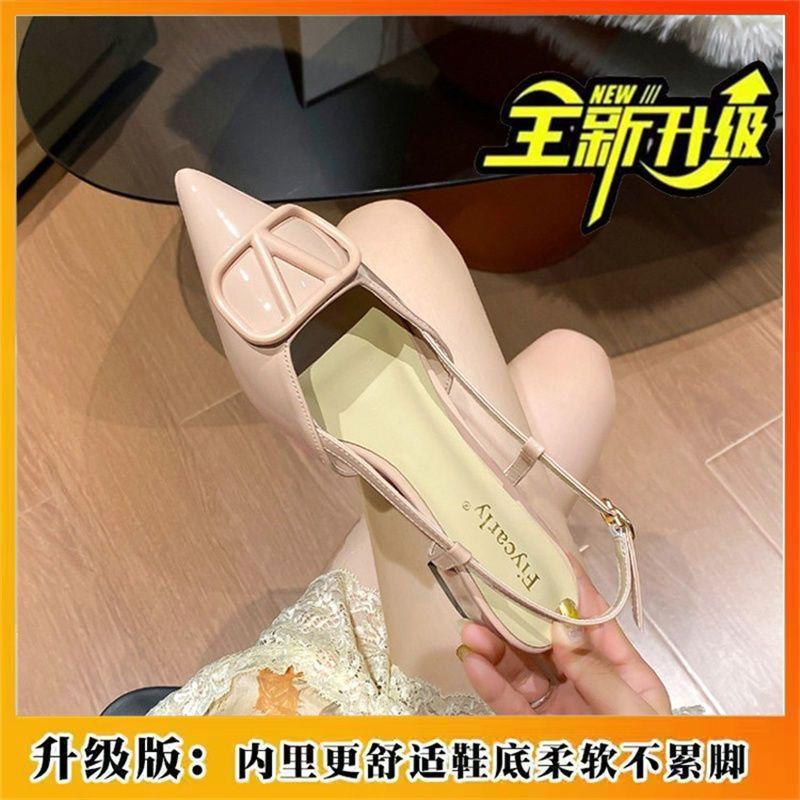 

Pointed high heels new one-word belt versatile skirt thick heel sandals bag head non-slip fashion shoes women 40
