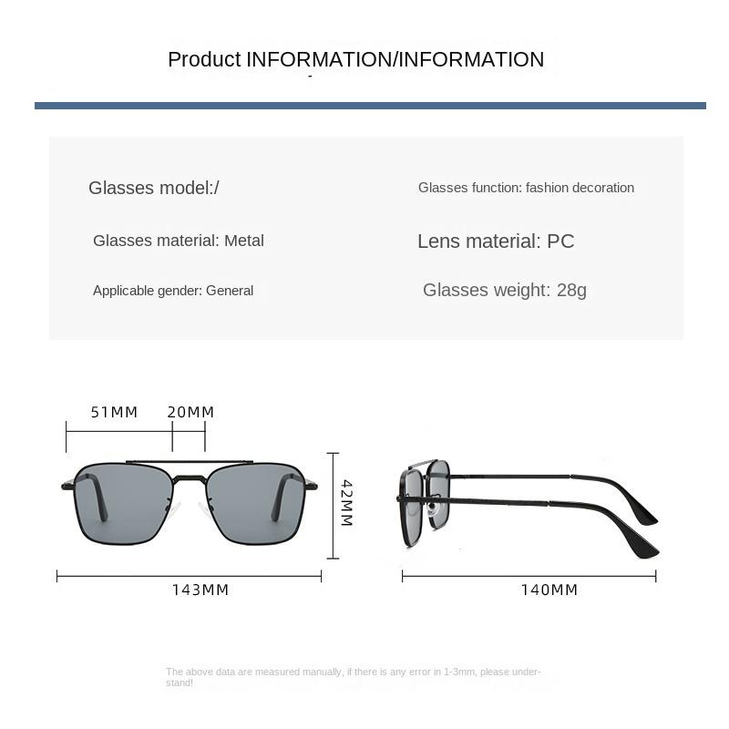 1/2PACK Gradient Sunglasses for Men Fashion Metal Big Frame Sun Glasses Luxury Brand Design