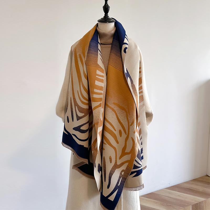 NEW Brand Women Two-Sided Print Scarf Imitation Cashmere Soft Warm Pashmina Shawl Winter Coldproof Windproof Blanket Scarf