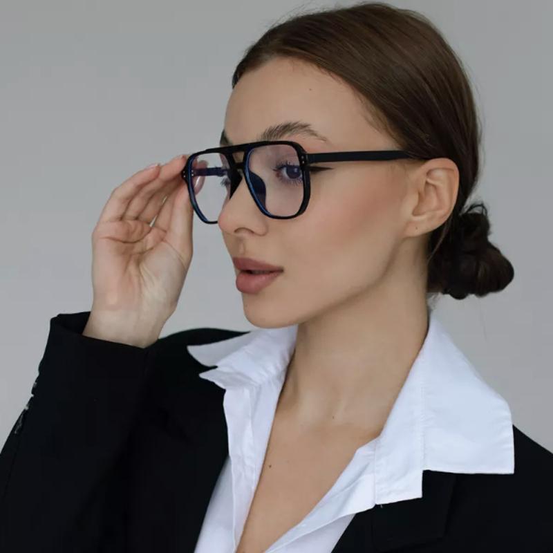 3pcs Fashion Large Square Glasses Frame Women Men Anti Blue Light  Rivet  Eyeglasses Multi Color Framen Design Glasses