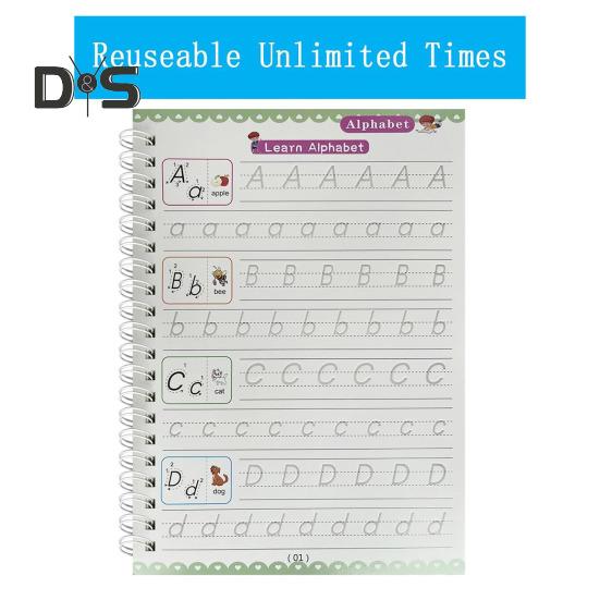 Cvičný sešit pro psaní rukou pro děti, kouzelný drážkovaný psací sešit, opakovaně použitelný pracovní sešit pro psaní, mateřská škola, předškolní potřeby pro děti