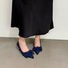 French Pointed-toe Bow Suede Single Shoe for Women 2025 New Style Slim Heel Versatile and Elegant Commuting Single Shoe