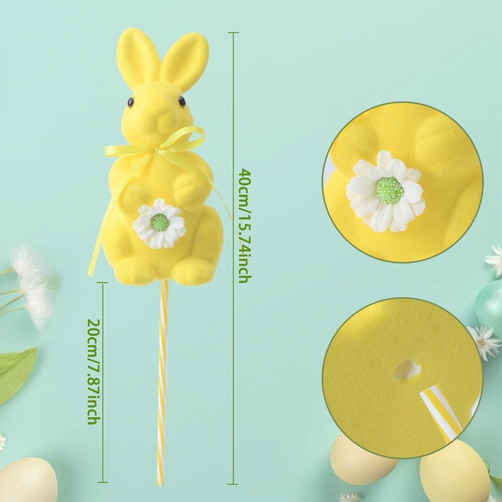 Fabric Foam Material Easter Rabbit Ornament Unbreakable Design Colorful Flocking Flocking Bunny Ornament Desktop Size