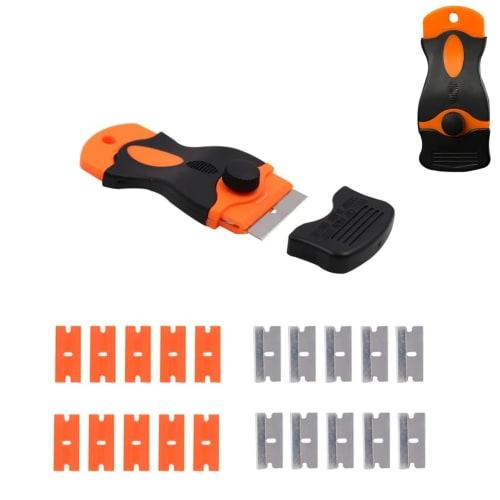 

[Easy to Replace & Portable] Mini Scraper Set | Plastic & Stainless Steel Blades | Sticker Remover | Cleaning Tool | For Windows, Bathrooms, and Kitch