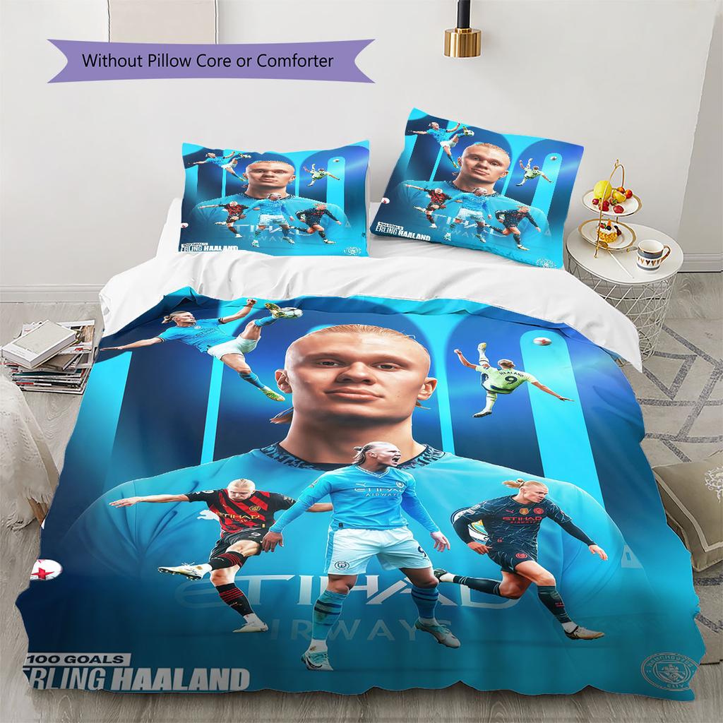 Erling Haaland Icon Bedding Quilt Set Quilt Cover Pillowcase Home Decoration Birthday Gift (1 * duvet cover + 2 * pillowcase, without core)