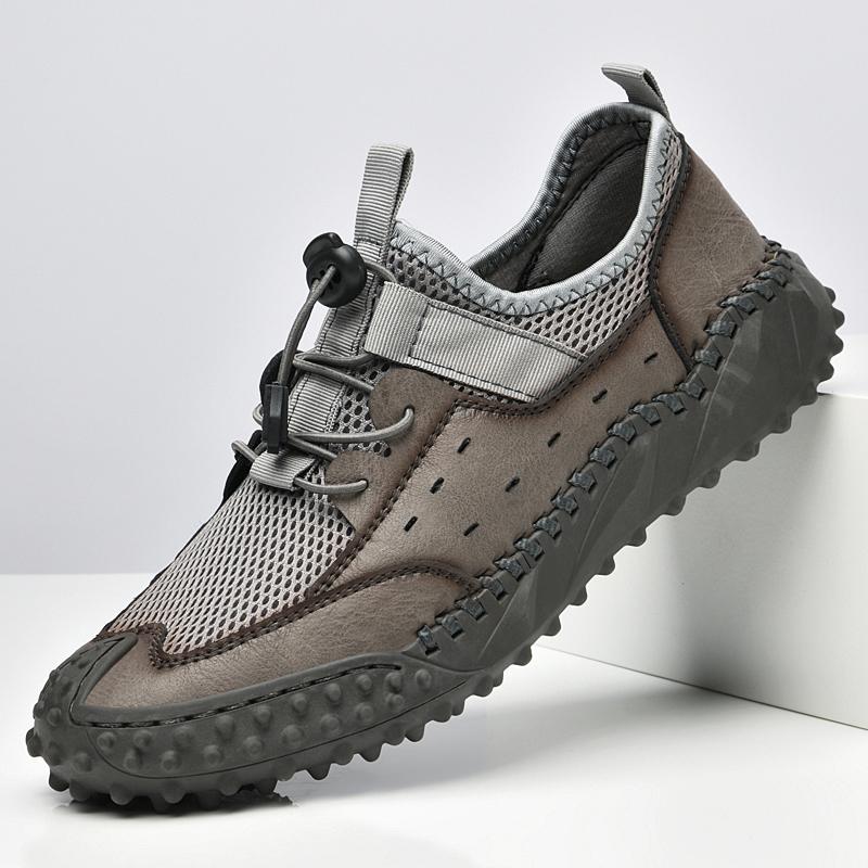 Fashion Plus Size Handmade Outdoor Casual Shoes Breathable Mesh Fabric Soft Bottom Summer Mesh Surface Climbing Shoes Rubber Sole