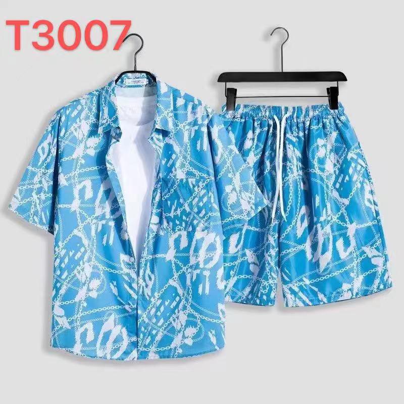 Hawaiian Floral Beach Set: Men's Loose-Fit Plus Size Short Sleeve Shirt & Casual Shorts