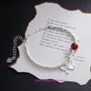 VENTFILLE 925 Sterling Silve Red Agate Bracelet for Women Flower Pendant Lucky Bead Originality Jewelry Gift Dropshipping
