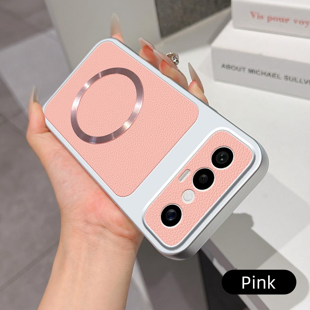 For VIVO X300 FE S50 Pro Mini Case New Lychee Pattern CD Magnetic Ring Ultra-Thin Cover For VIVO X300FE Anti-drop Funda