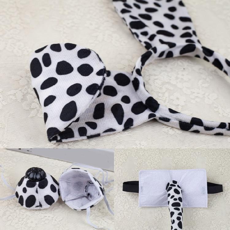 3/4/7Pcs Dalmatian Puppy Costume Set Animal Fancy Dress Costume Kit Accessories for Christmas Halloween Cosplay Party