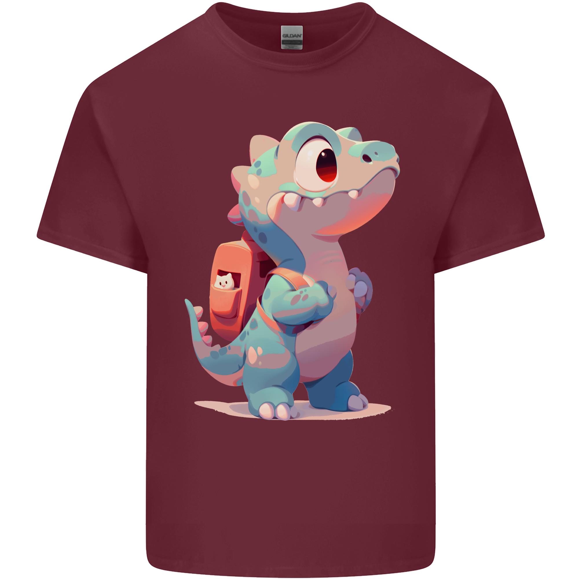 A Cute TRex Dinosaur With Backpack Unisexs Light Cotton TShirt S