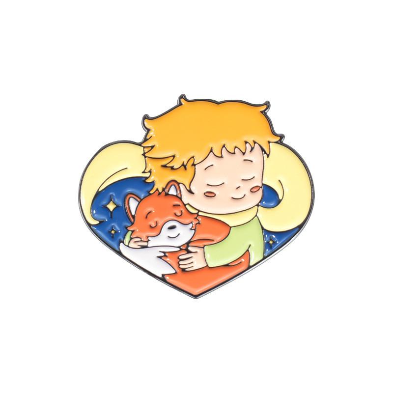 Metal Charming Cartoon Badge Set Featuring The Little Prince Creative Collection Brooch