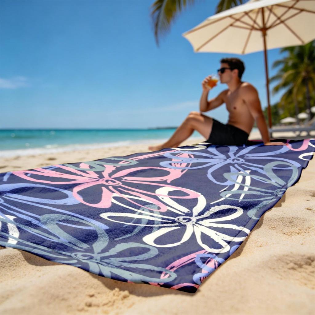 Vintage Floral Oversized Beach Towel Patterned Sunscreen And Windproof Suitable For Swimming Pool Camping Travel Blanket