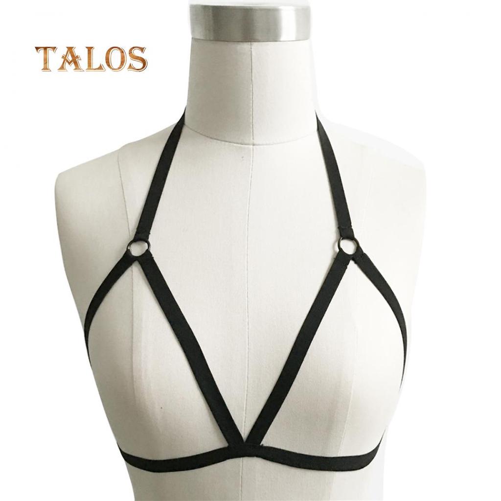 Women's Brassiere Soft Alluring Cage Harness Bra Elastic Strappy Hollow Out Underwear Top