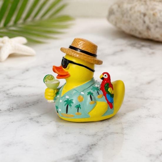 Yousheng Summer Beach Duck Figurine, Vacation Duck with Sunglasses, Weather-Resistant Compact Resin Ornament for Indoor Outdoor Garden Party