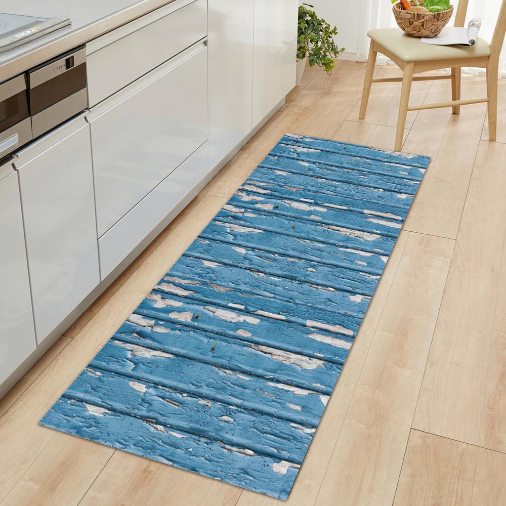 Imitation Wood Grain Stripe Kitchen Mat Entrance Doormat For Living Room Rug Home Bedroom Floor Hallway Balcony Anti-Slip Carpet