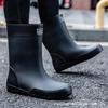 Men's Non-Slip Waterproof Mid-Calf Rubber Boots for Kitchen, Fishing, and Car Wash