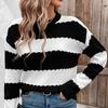 Autumn And Winter Lazy Style Round Neck Striped Texture Knitted Sweater For Women, Loose Fit S-L