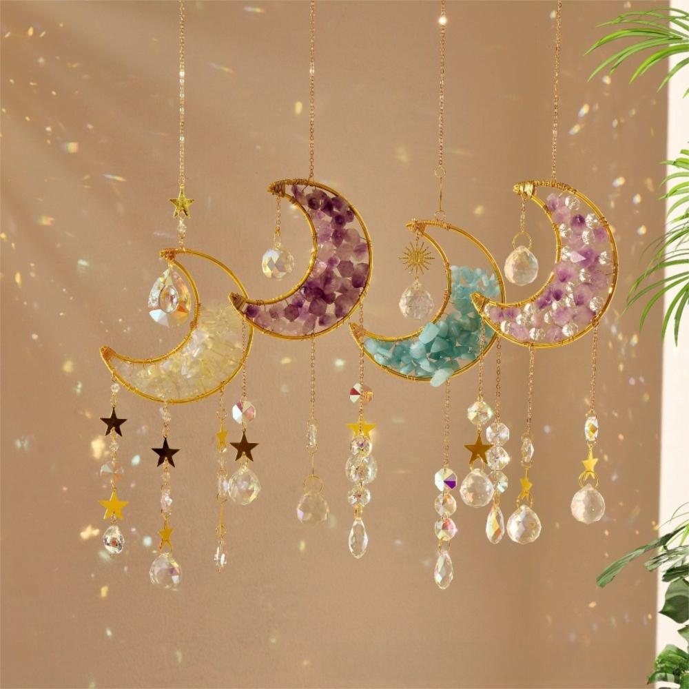 Crystal Sun Catcher Prism Colorful Wind Chimes Creative Moon Catchers  Yard Garden Decor