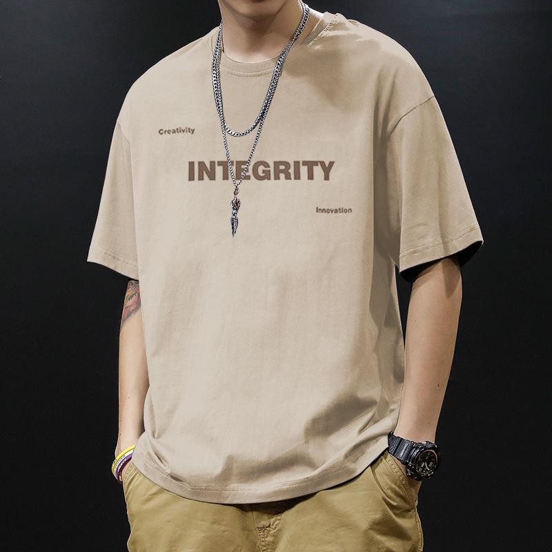 T-shirt Men's Short Sleeved Trendy Versatile Letter Printed Half Sleeved T-shirt Summer Loose Round Neck Casual Top
