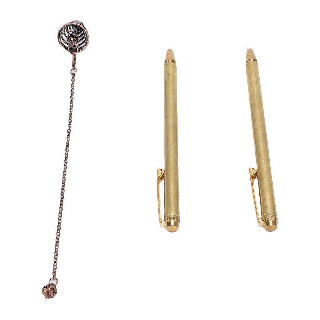 2PCS Retractable Dowsing Rods Copper Handle Telescopic Pole with 1 Pendulum Pendant and 1 Chain