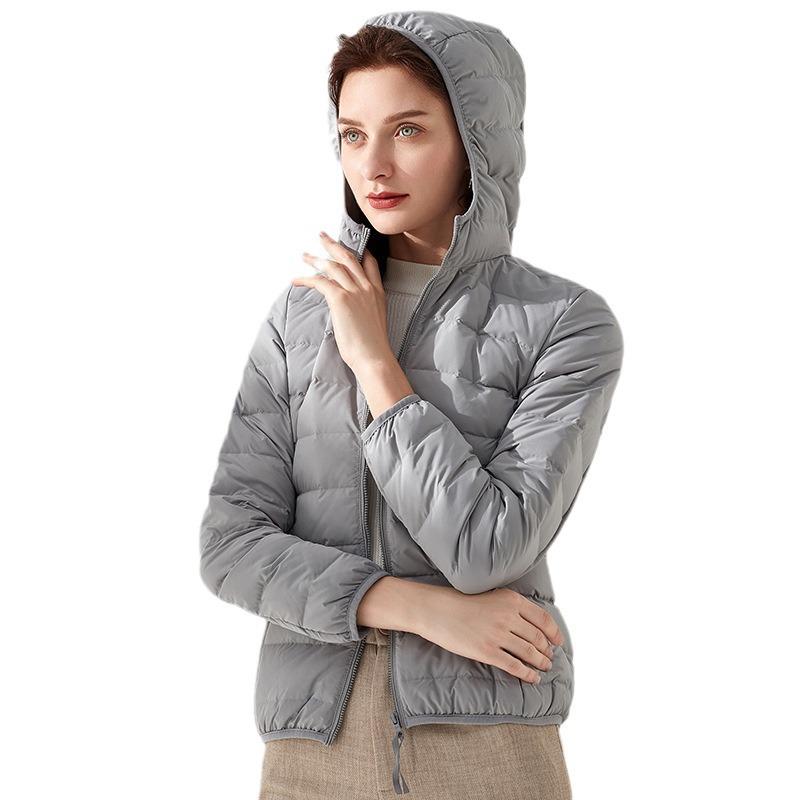 Light down jacket women's short autumn and winter new hooded fashion slim thin large size coat