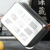 Vassoio di scolo rettangolare per alimenti da cucina, in acciaio inox, per pasticceria, pane, verdure, frutta, con coperchio
