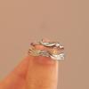 2Pcs Love Heart Electrocardiogram Couple Open Rings For Women Men Lover Black Silver Color Engagement Wedding Valentine'Day Gift