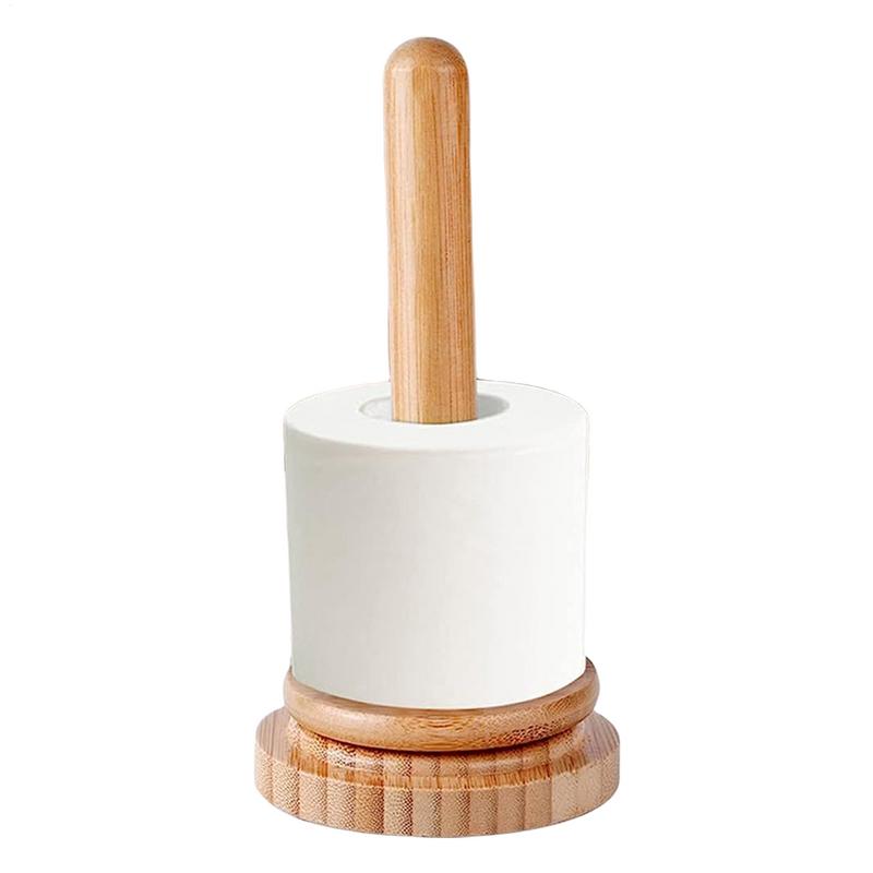 Wood Yarn Ball Holder Paper Towel Rack Vertical Rotating Weaving Tool Rack Storage Winding Roll Holder Dispenser for Crocheting