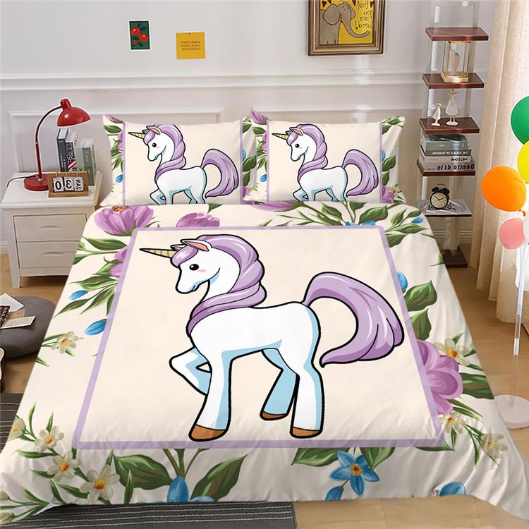 Unicorn Series Digital Printing Quilt Cover Pillowcase Two Or Three-Piece Set Polyester