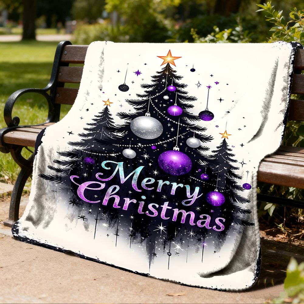 1pc Christmas Decorations Outdoor Soft Polyester Flannel Throw Blanket Versatile for All Seasons , Soft , Cozy , Warm All Season Quilted Throw ,
