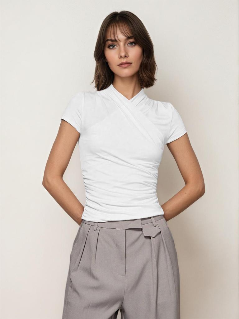 T-shirt Estiva 2025 Moda Euro-Americana Vestibilità Aderente Manica Corta