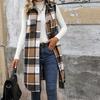 Sleeveless Turn Down Collar Plaid Mid Length Women S Vest