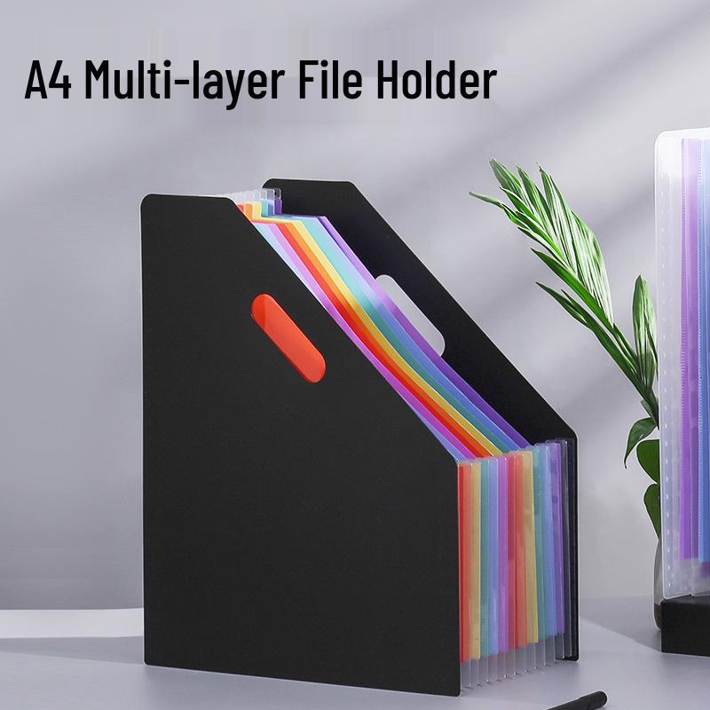 A4 Vertical Accordion File Organizer - Rainbow Desktop Storage Folder for Students and Office Use